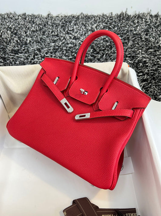 HM BIRKIN 25CM RED TOGO LEATHER SILVER HARDWARE