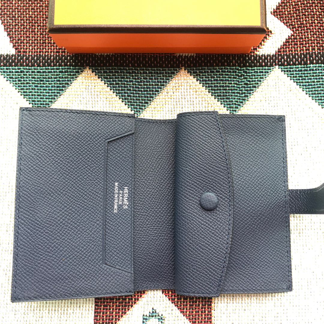 BEARN COMPACT WALLET 12 IN PRUSSIAN BLUE EPSOM LEATHER