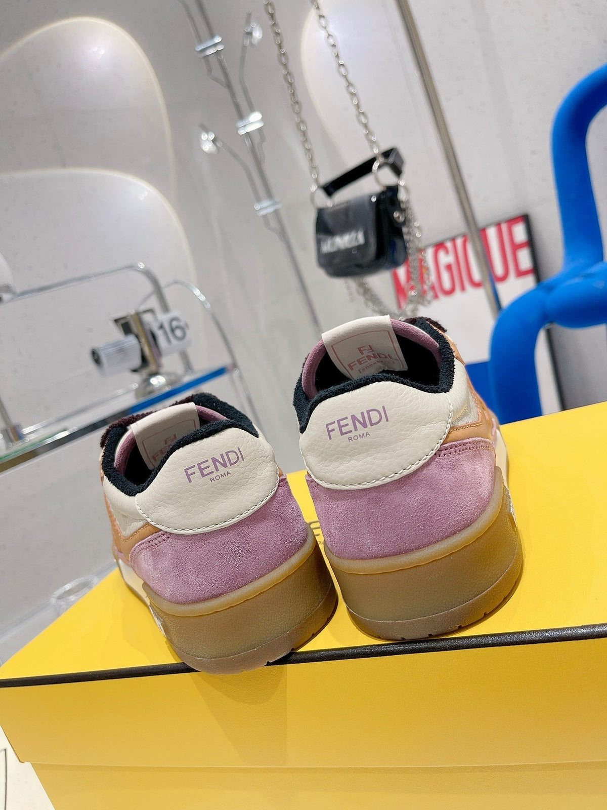 FENDI CASUAL SNEAKER IN COLORFUL CALFSKIN AND SUEDE