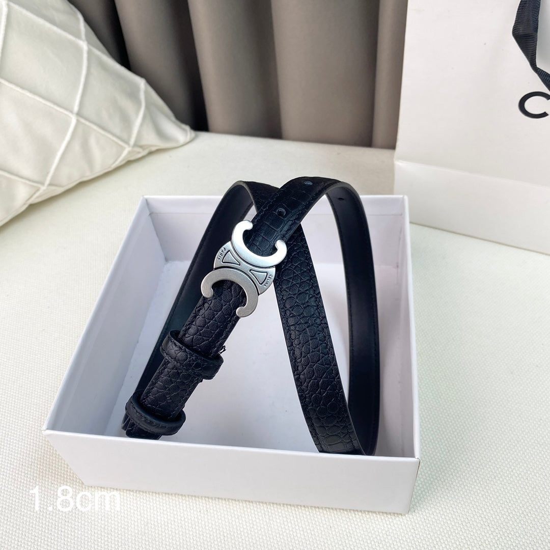 CL Belt 18mm Black Crocodile Embossed Calfskin Shw