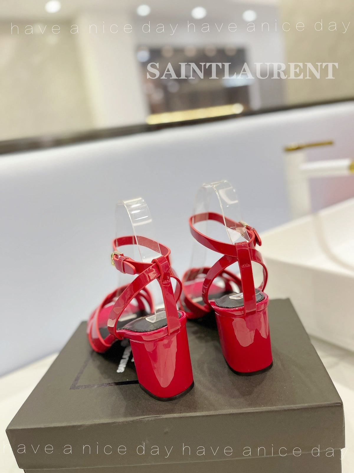 SL TRIBUTE SANDAL GLOSSY RED CALFSKIN