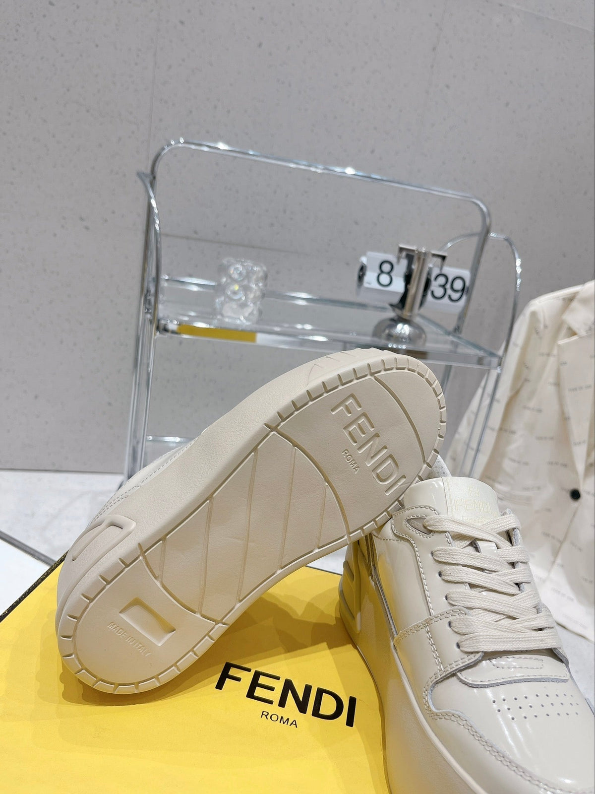 FENDI LOW-TOP TRAINER IN WHITE CALFSKIN