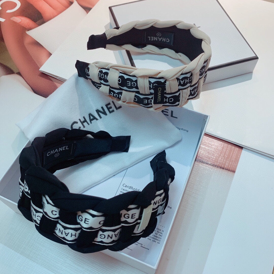BLACK MIX WHITE FABRIC HAIRBAND 832194