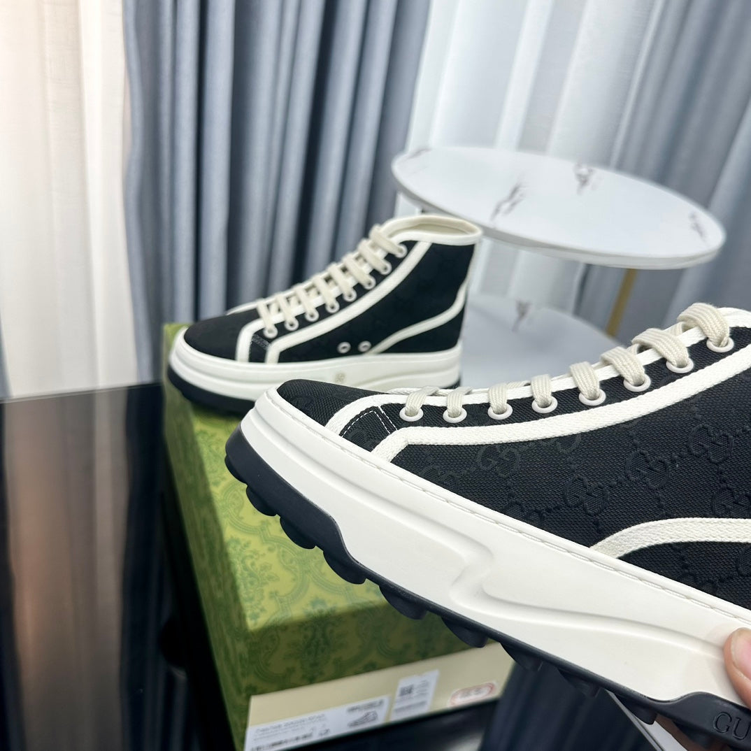 GG HIGH TOP SNEAKER FLATFORM BLACK CANVAS