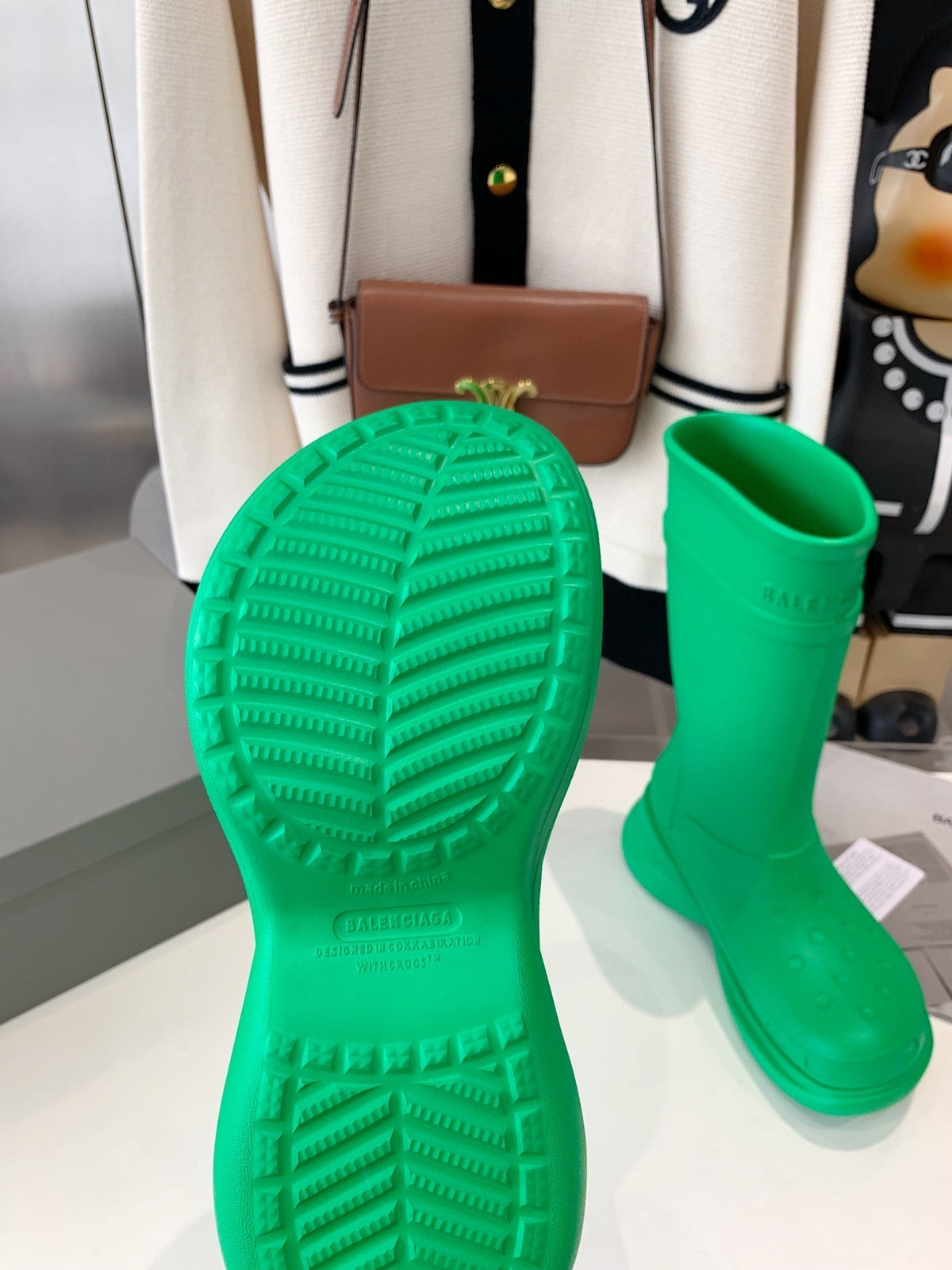 CROCS BOOTS IN GREEN RUBBER