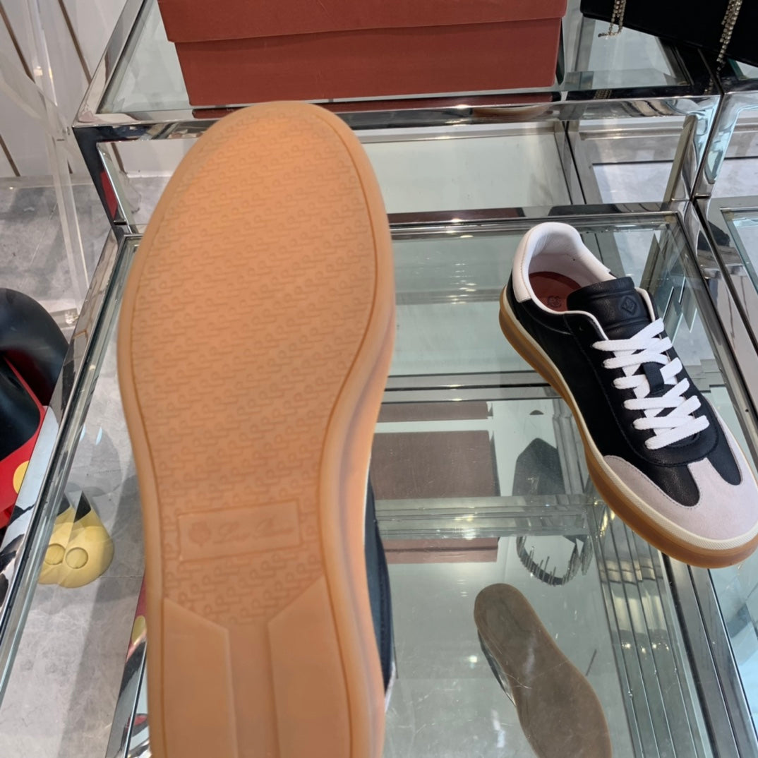 LP TENNIS WALK SNEAKERS BLACK AND BEIGE CALFSKIN
