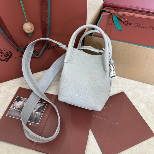 MICRO BALE BAG IN PALE GRAY CALFSKIN