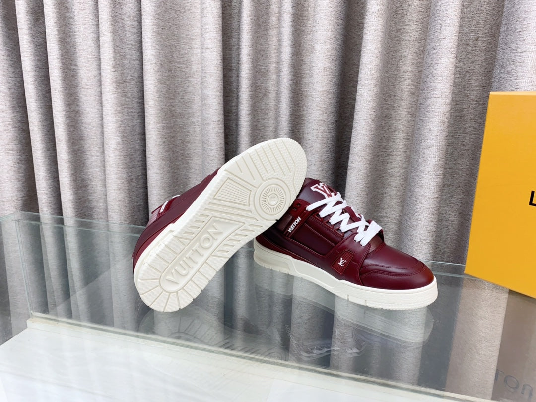 LV MAXI TRAINER IN GARNET RED CALFSKIN