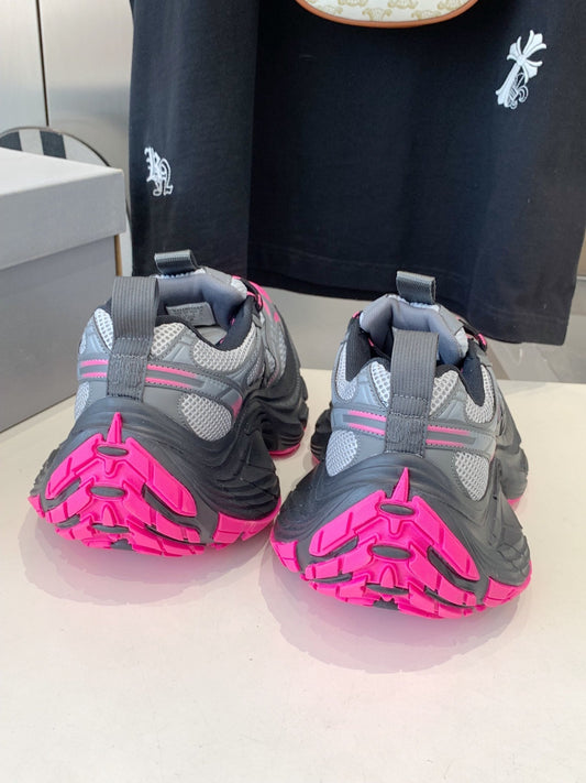 DAD SHOES IN GRAY MIX PINK MESH AND CALFSKIN