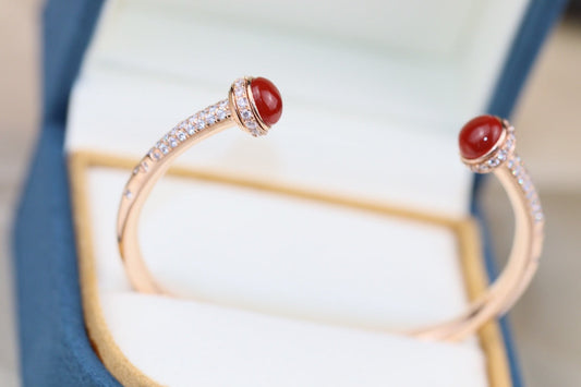 POSSESSION PINK GOLD CARNELIAN DIAMOND OPEN BRACELET