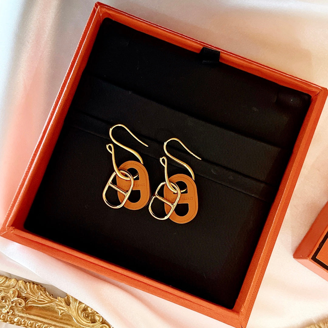 O'MAILLON EARRINGS CALFSKIN WITH ROSE GOLD PLATED HARDWARE