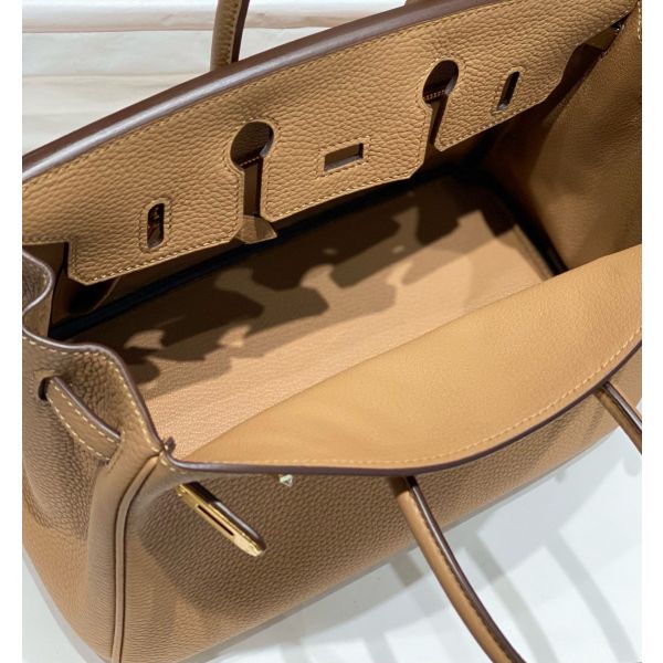 HERM Birkin 25cm Bag In Chai Clemence Leather GHW