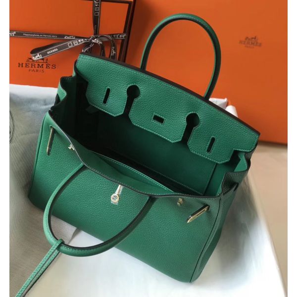 HERM Birkin 30cm Bag In Vert Vertigo Clemence Leather GHW