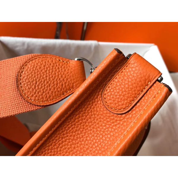 HERM Evelyne III 29 PM Bag In Orange Clemence Leather