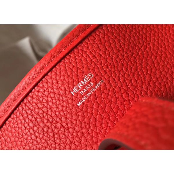HERM Evelyne III 29 PM Bag In Red Clemence Leather