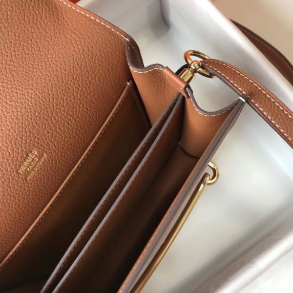 HERM Mini Sac Roulis 18cm Bag In Brown Evercolor Calfskin