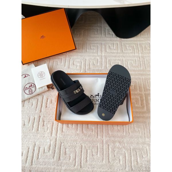 HERM Men's Jackson Sandal in Black Epsom Calfskin