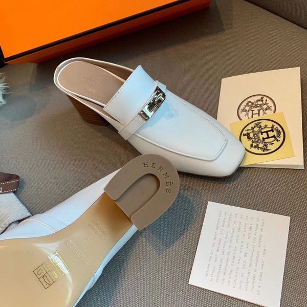 HERM Blossom Mules 60mm In White Goatskin