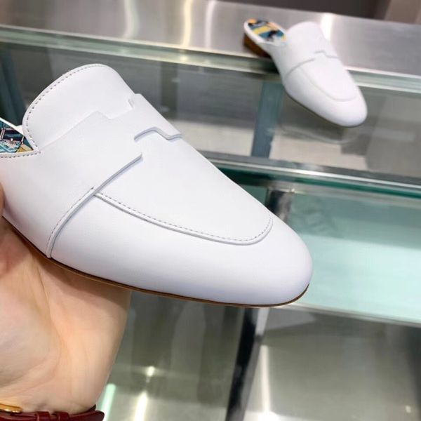 HERM Catena Mules In White Calfskin