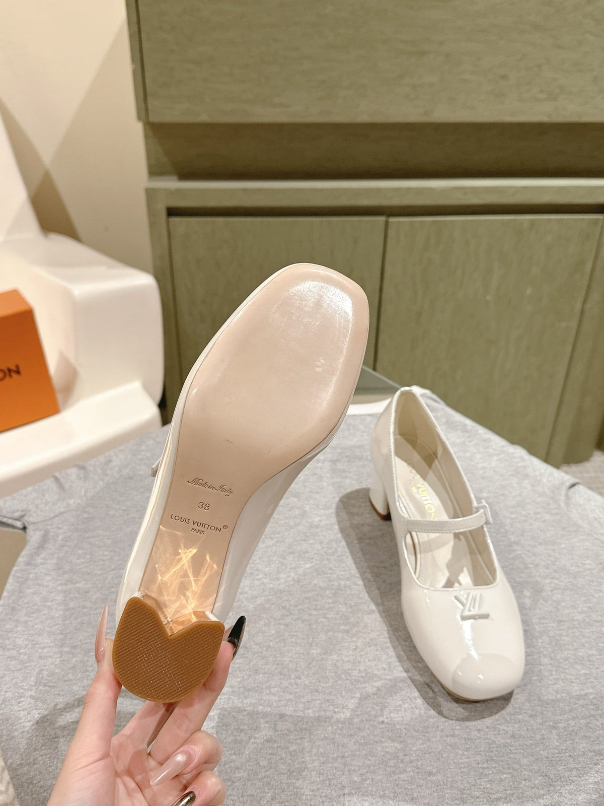 SWING HIGH MARY JANE 55 MM IN WHITE PATENT CALFSKIN