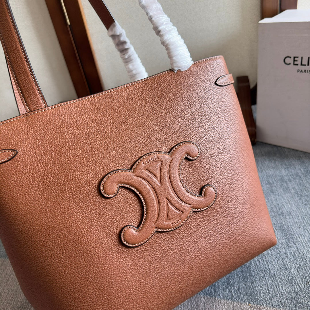 SMALL CABAS ANAÏS CUIR TRIOMPHE 28 IN BRONZE ORANGE GRAINED CALFSKIN