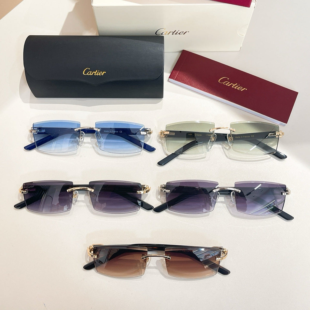 C DE RIMLESS RECTANGULAR FRAME SUNGLASSES 571828 IN METAL