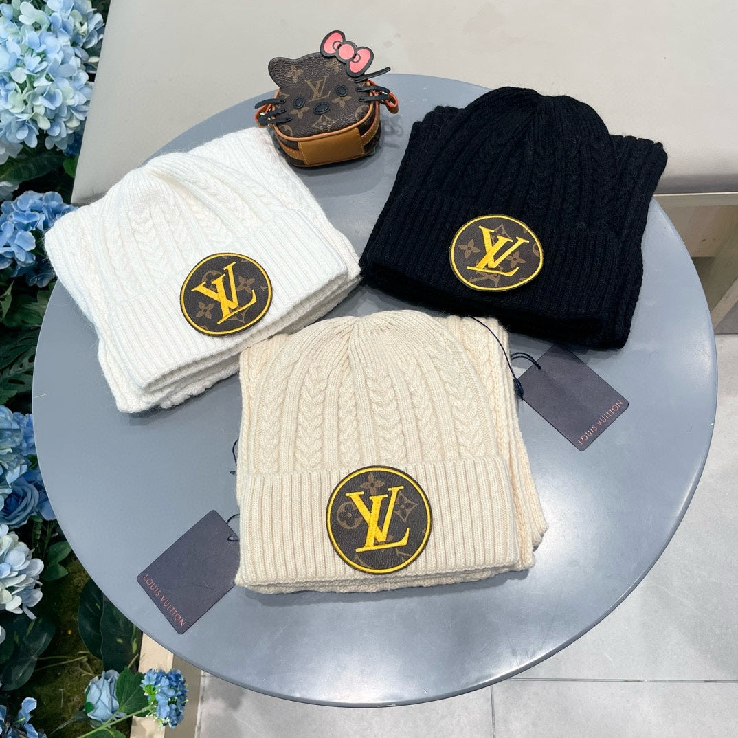 SET SCARF AND HAT IN CREAM BEIGE WOOL 434609