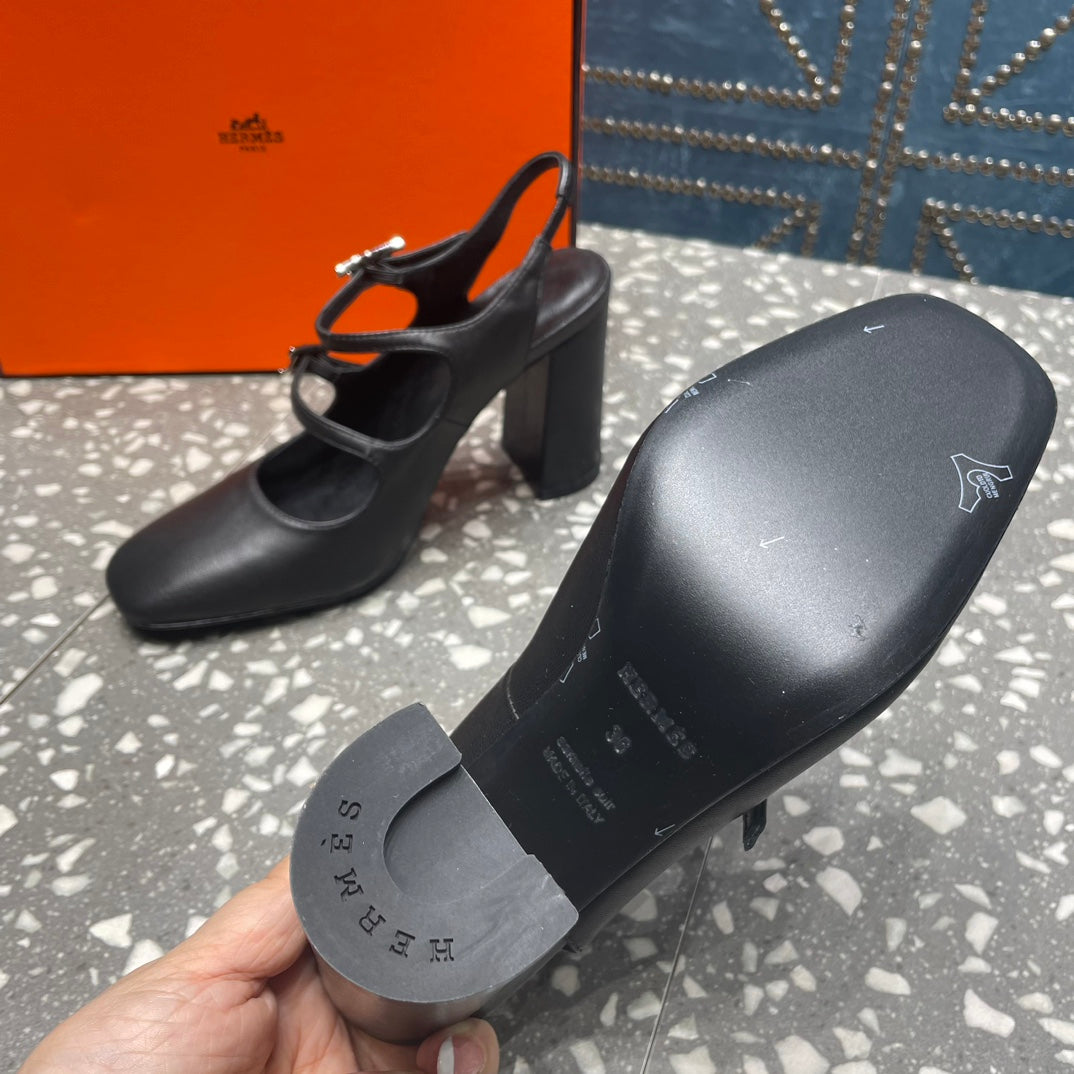 JACKIE 80 MM PUMP IN BLACK CALFSKIN