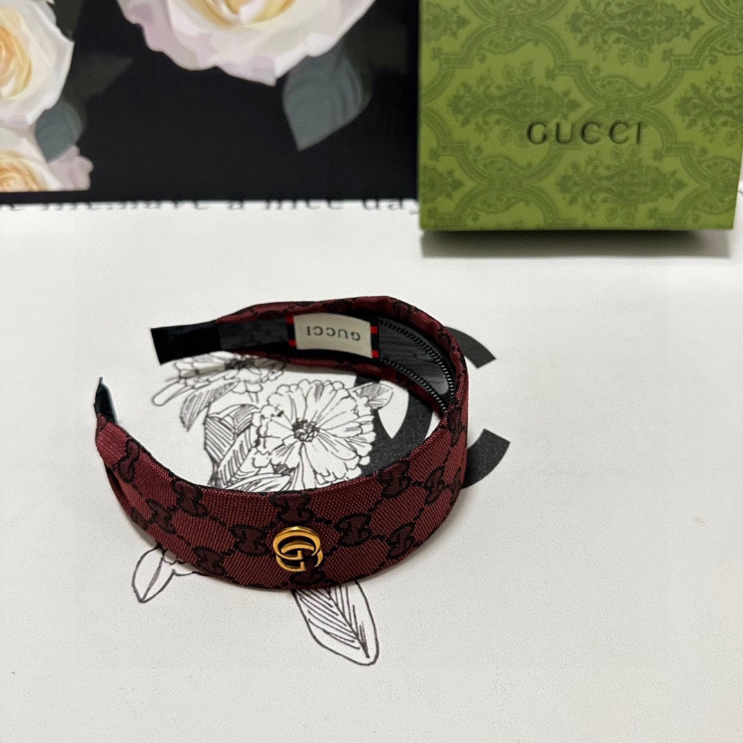 CURRANT RED MONOGRAM CANVAS HAIRBAND 369305