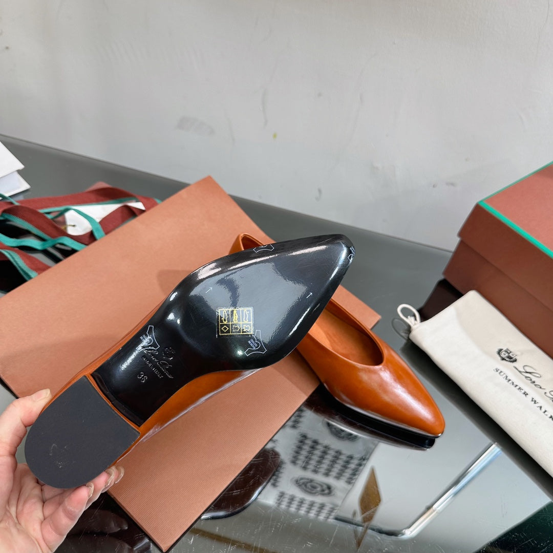 LP REBECCA BALLERINAS GLOSSY CARAMEL CALFSKIN