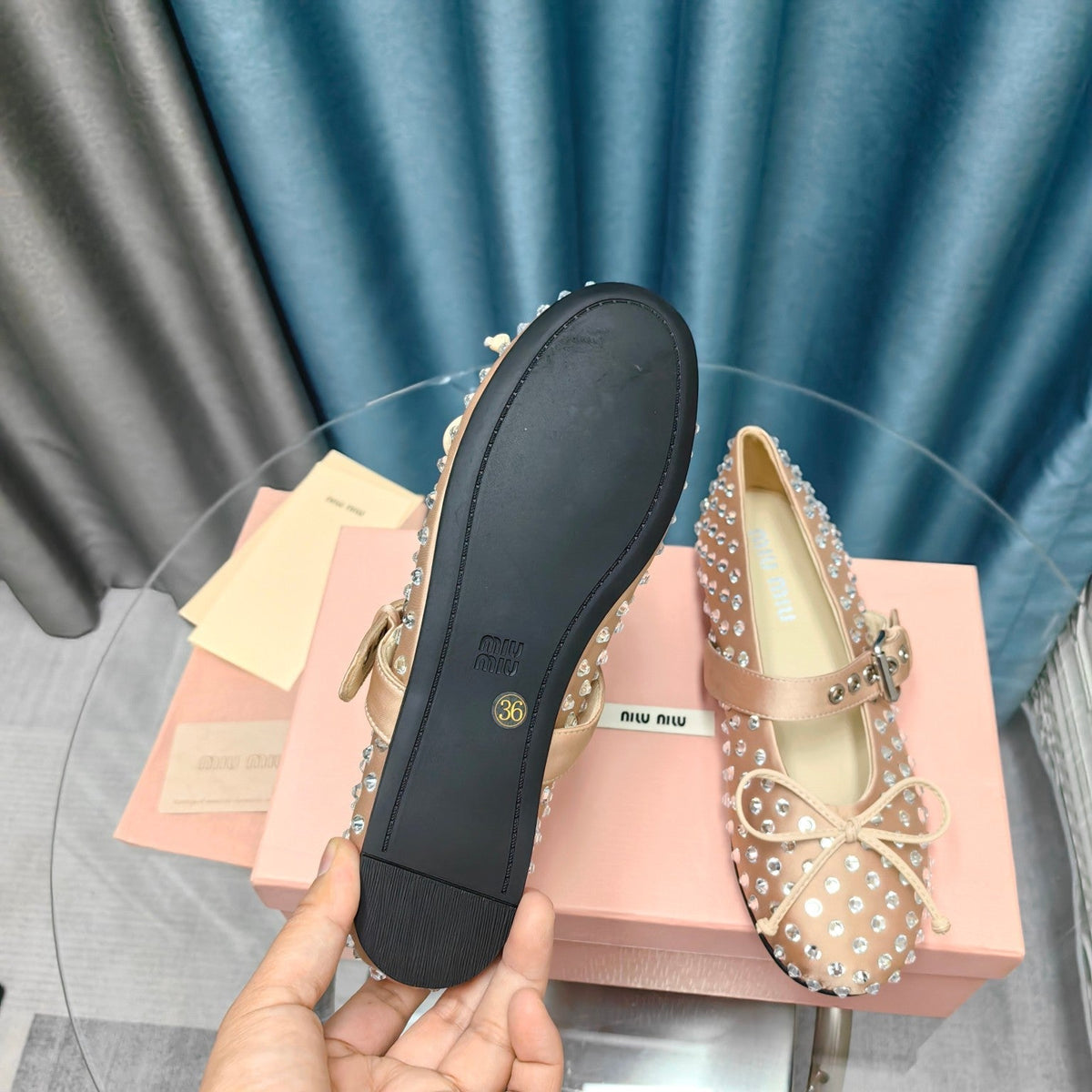 MARY JANE SHOES METALLIC GOLD COWHIDE WITH DIAMOND