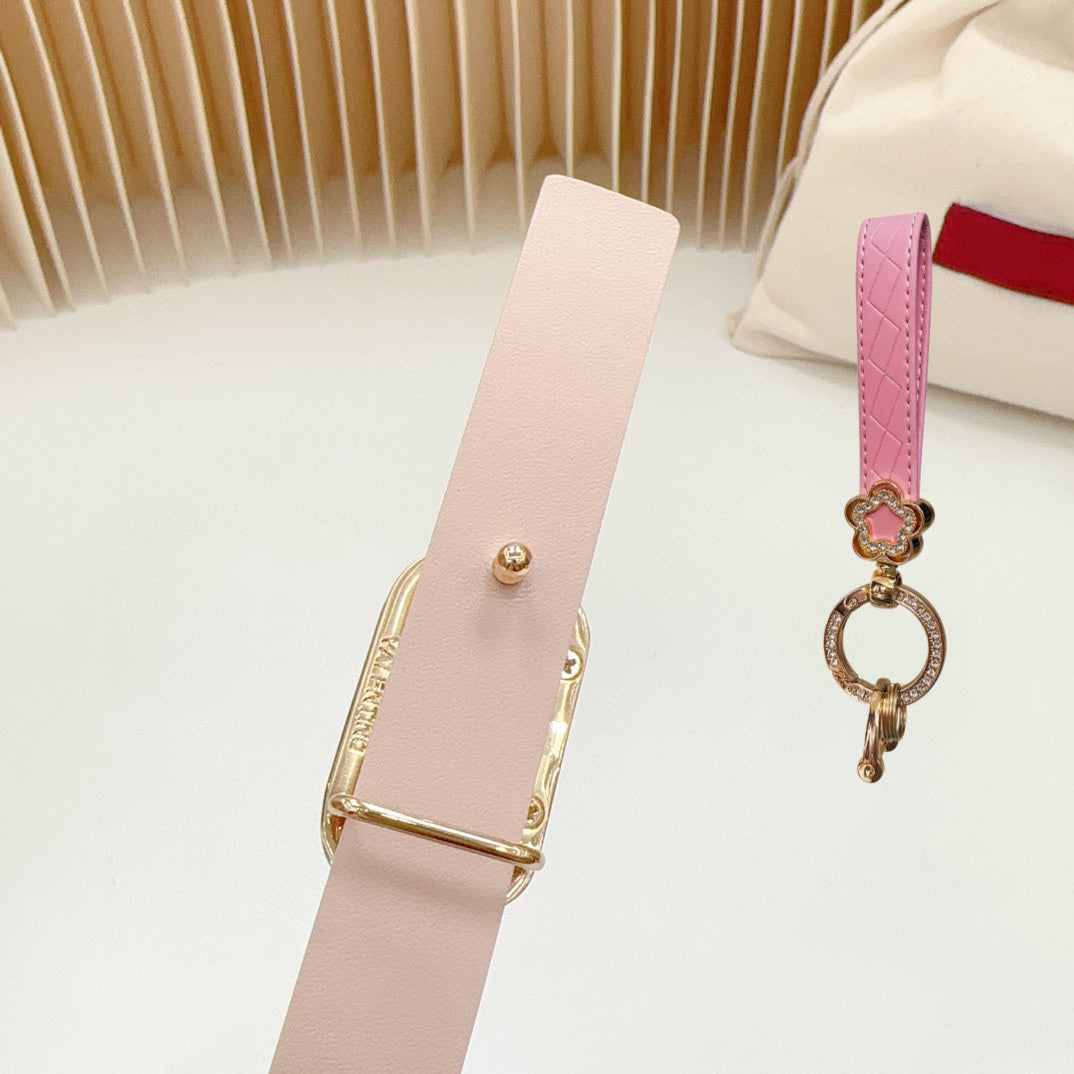 Silver Vlogo and Gold Hardware Buckle Pink Calfskin 20mm