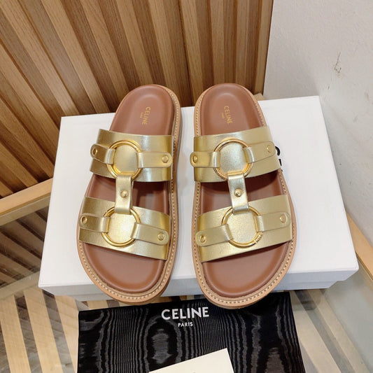 DAD SANDALS GOLD BROWN CALFSKIN