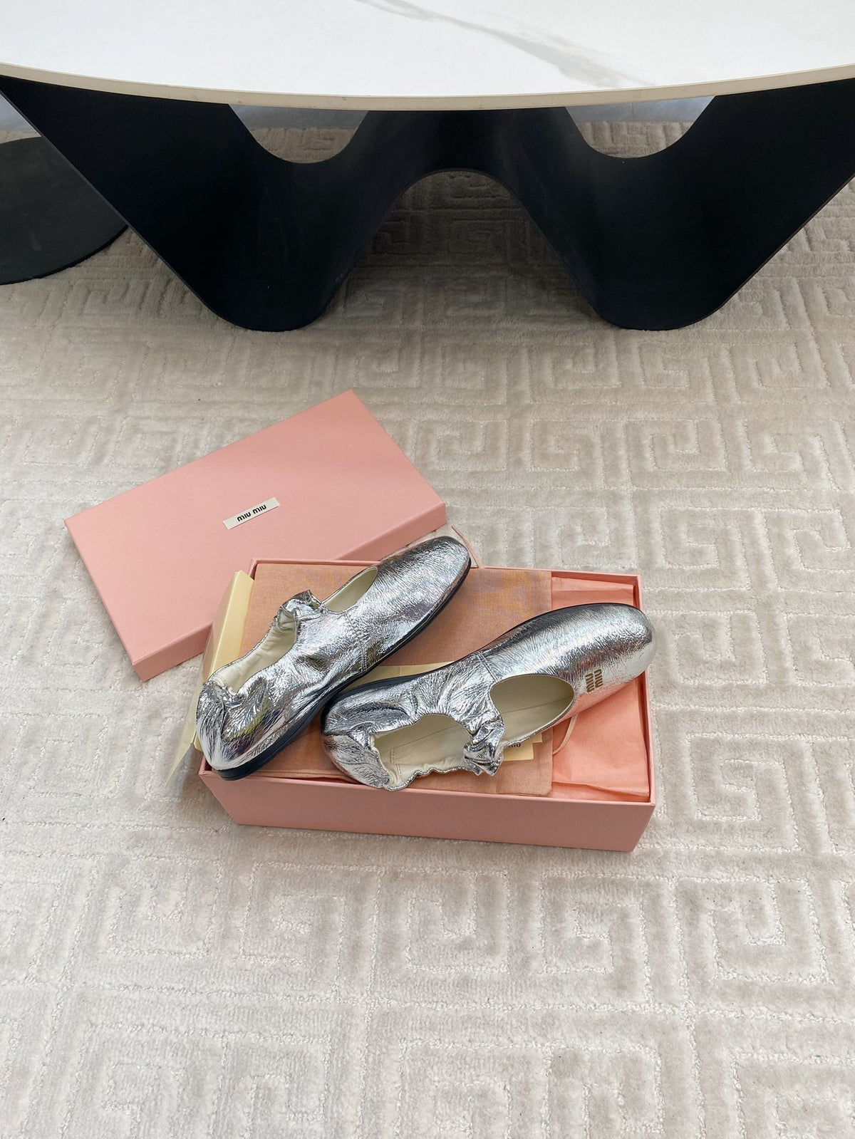 MARY JANE FLATS IN SILVER METALLIC SMOOTH LAMBSKIN