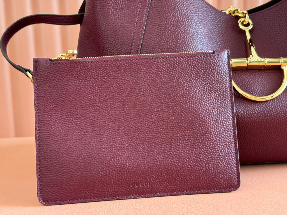 SOFTBIT MAXI SHOULDER BAG 46 IN BURGUNDY GRAINY LAMBSKIN