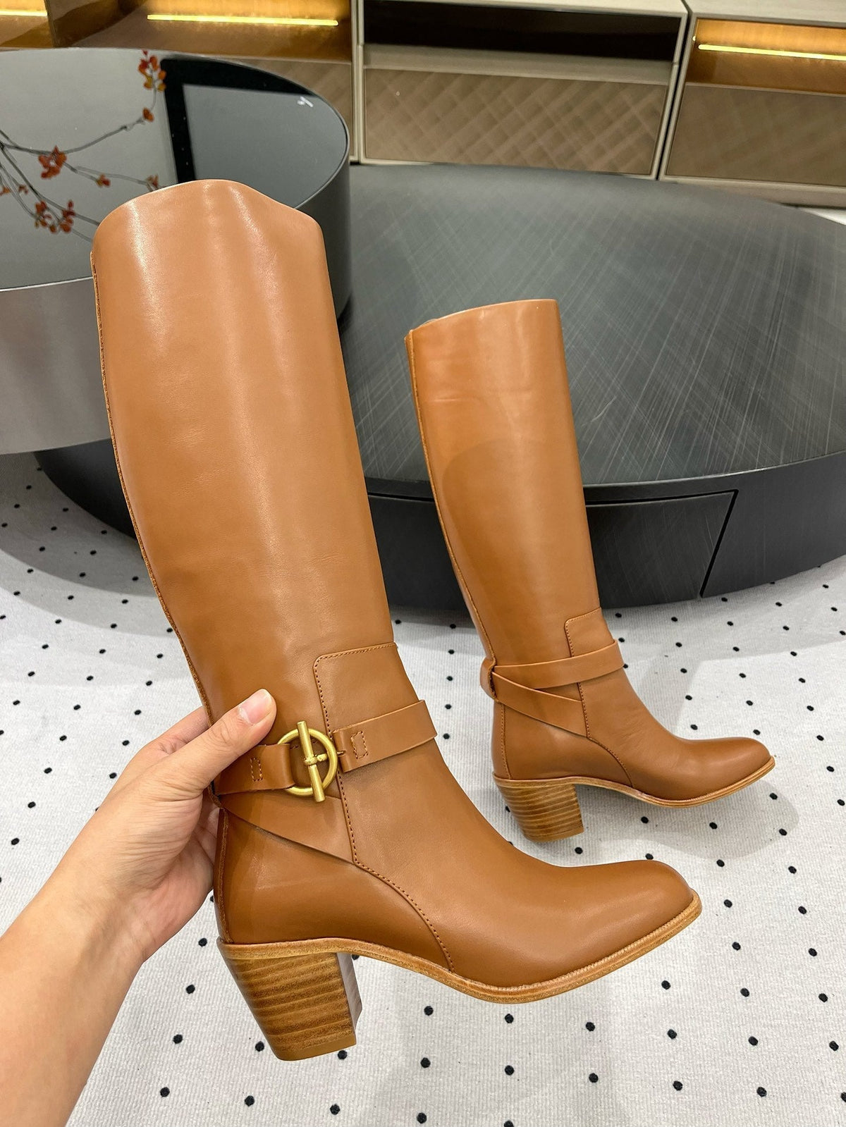 JUSTINE BOOT 6 CM IN BRONZE BROWN CALFSKIN