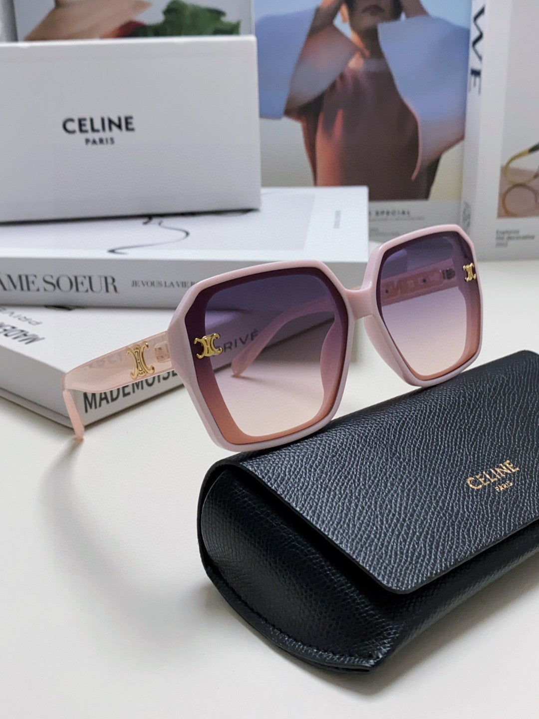 TRIOMPHE SUNGLASSES 548592 IN PINK ACETATE