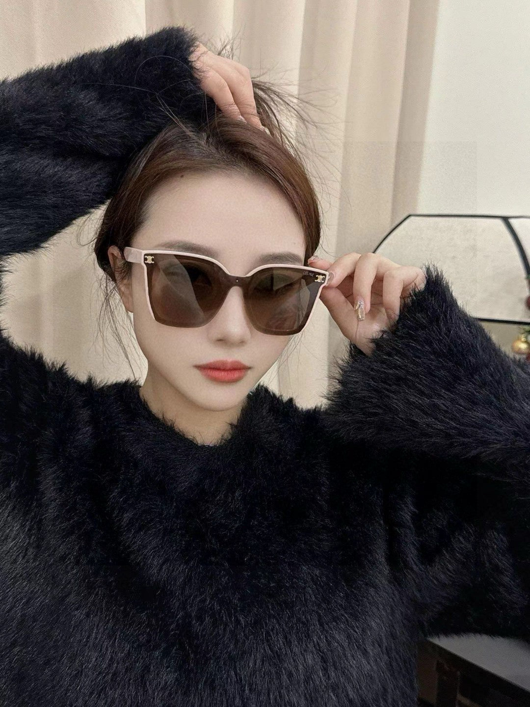 TRIOMPHE SUNGLASSES 552774 IN BABY PINK ACETATE TEXT LOGO