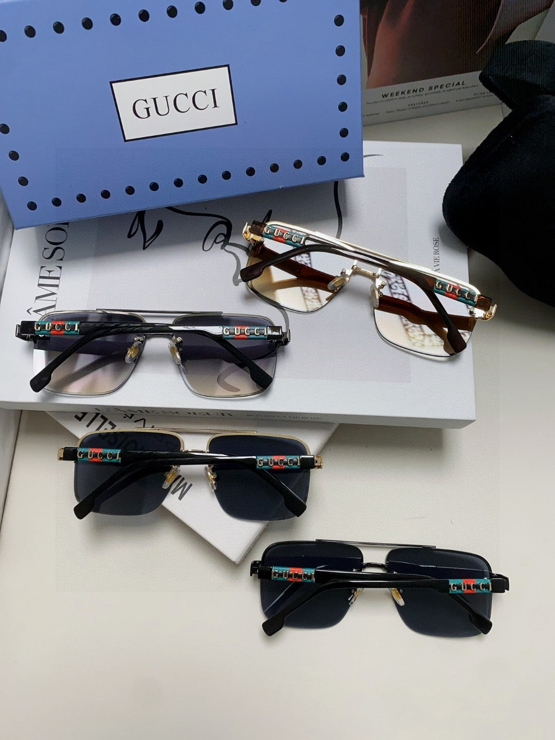 RECTANGULAR FRAME SUNGLASSES 576873 IN METAL