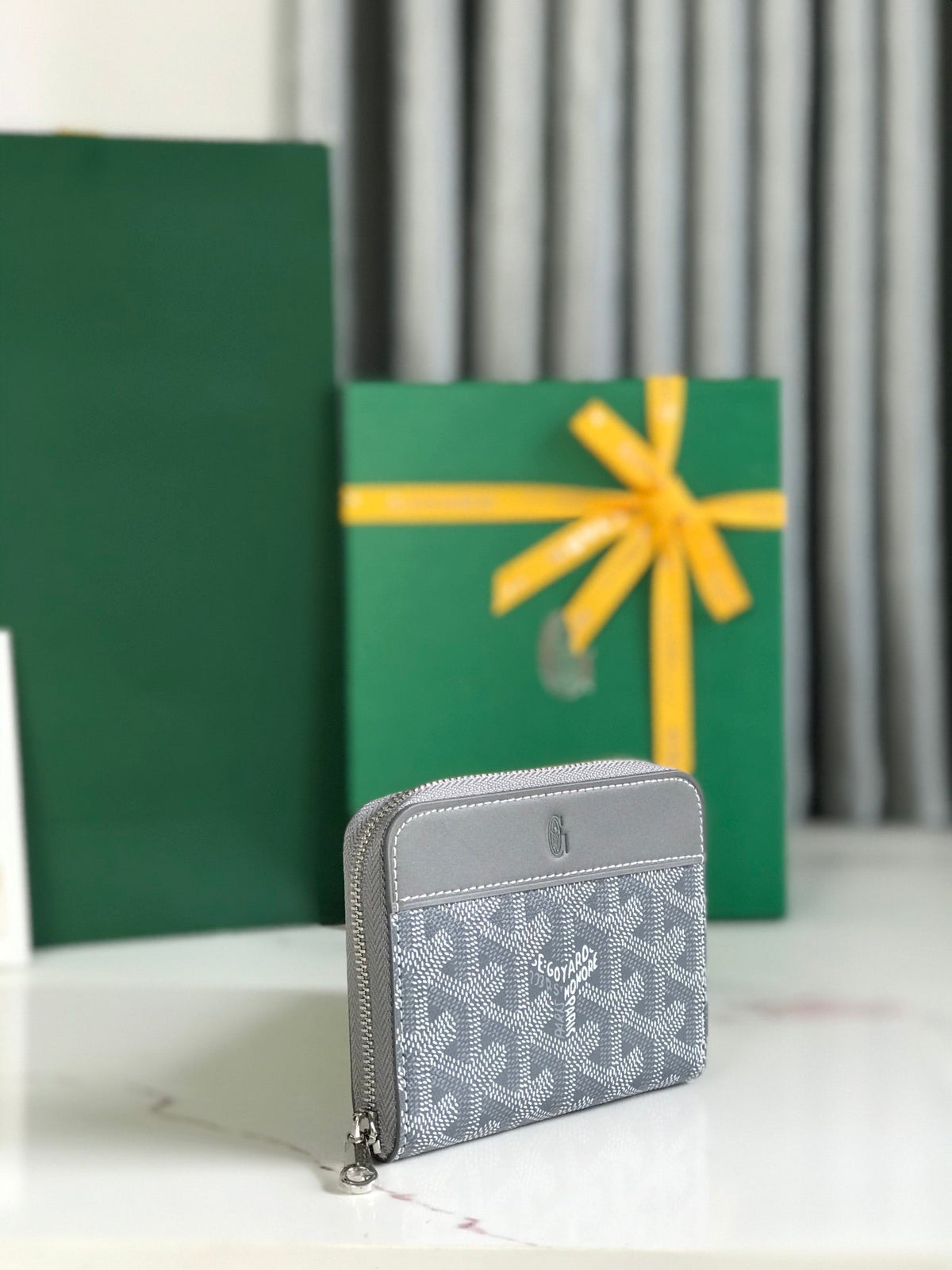 MATIGNON MINI WALLET 11 IN GRAY GOYARDINE CANVAS AND CALFSKIN