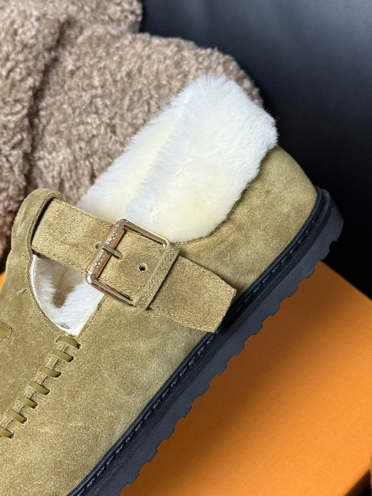 COLORADO COMFORT MARY JANE IN SAND BEIGE SUEDE AND SHEARLING LINING