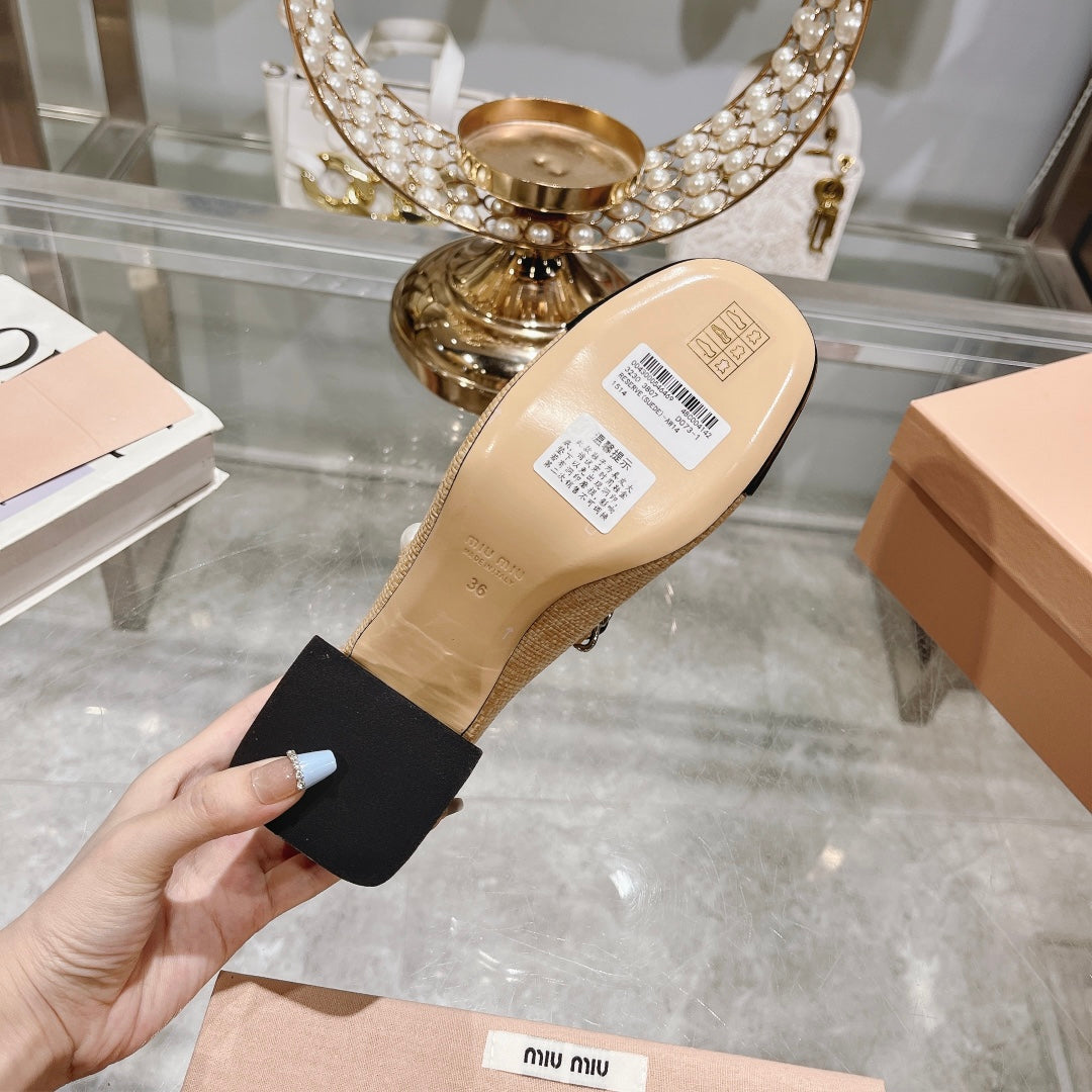 MARY JANE SANDAL CAP TOE DARK CREAM SHEEPSKIN - HIGH HEEL