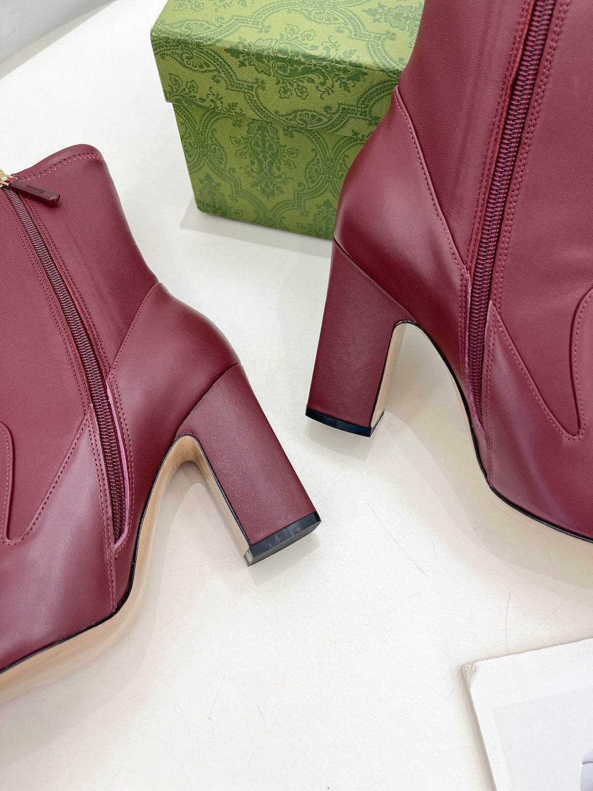 HORSEBIT ANKLE BOOTS 9.5CM IN BURGUNDY RED SHEEPSKIN