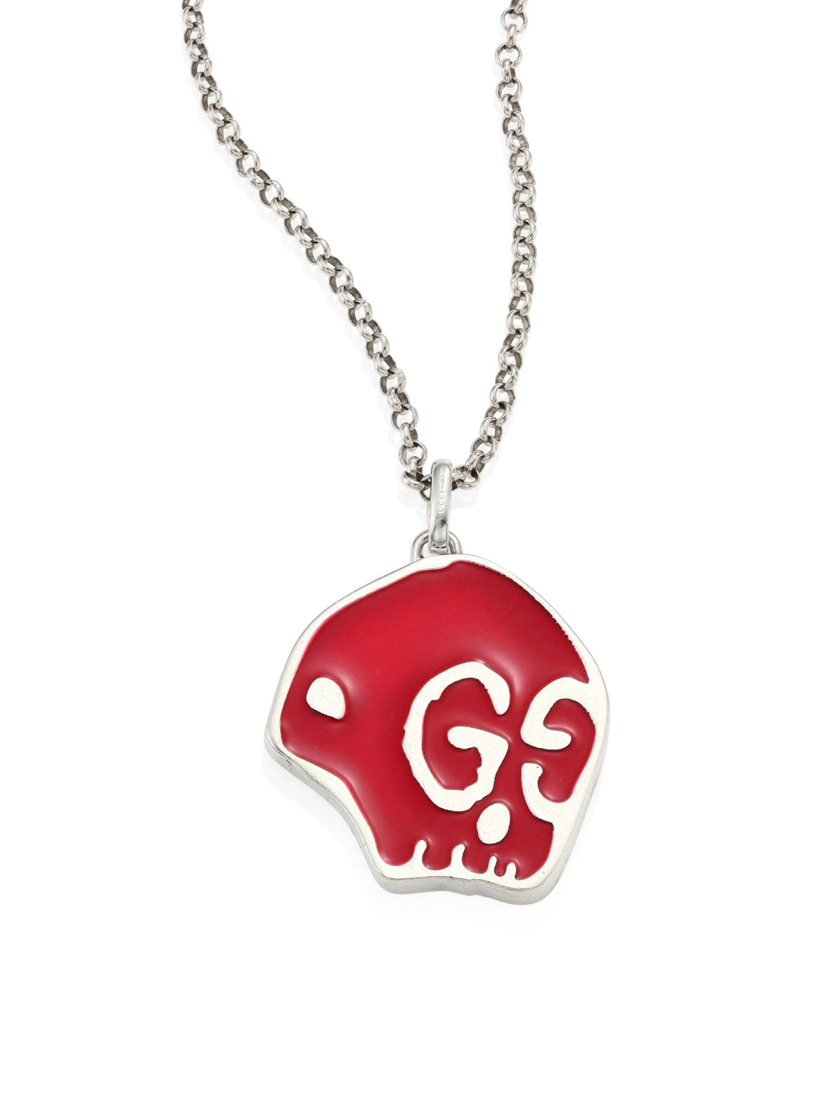 GG SKULL RED ENAMEL NECKLACE