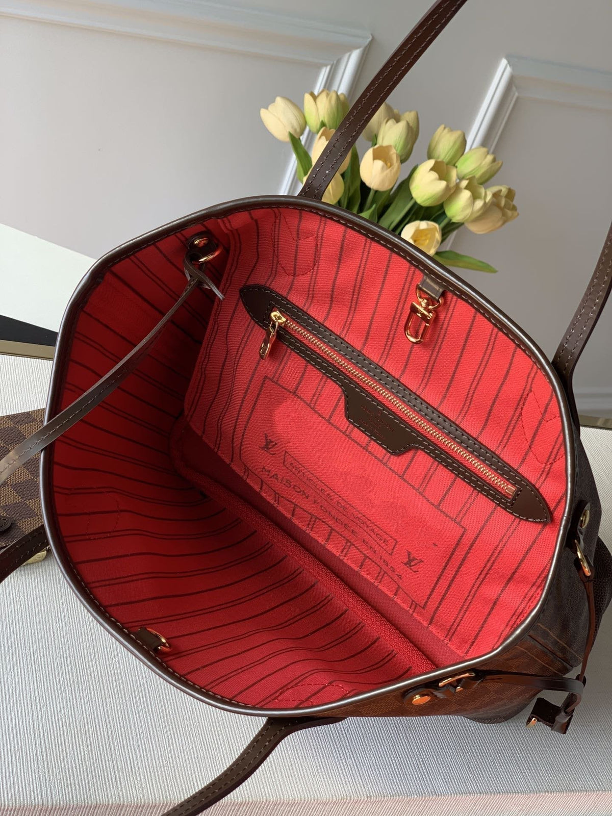 NEVER FULL MM WITH DUSTBAG DAMIER EBENE CANVAS 29CM