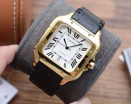 SANTOS DE CARTIE 39MM GOLD CASE LEATHER STRAP