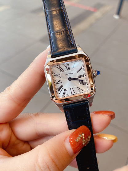 SANTOS DE CARTIE QUARTZ 28MM ROSE GOLD STEEL