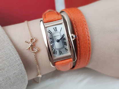 TANK AMERICAINE QUARTZ ROSE GOLD SILVER DIAL