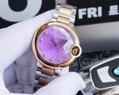 BALLON BLEU 33MM ROSE GOLD PURPLE DIAL