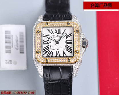 SANTOS 100XL 42MM DIAMOND GOLD BEZEL